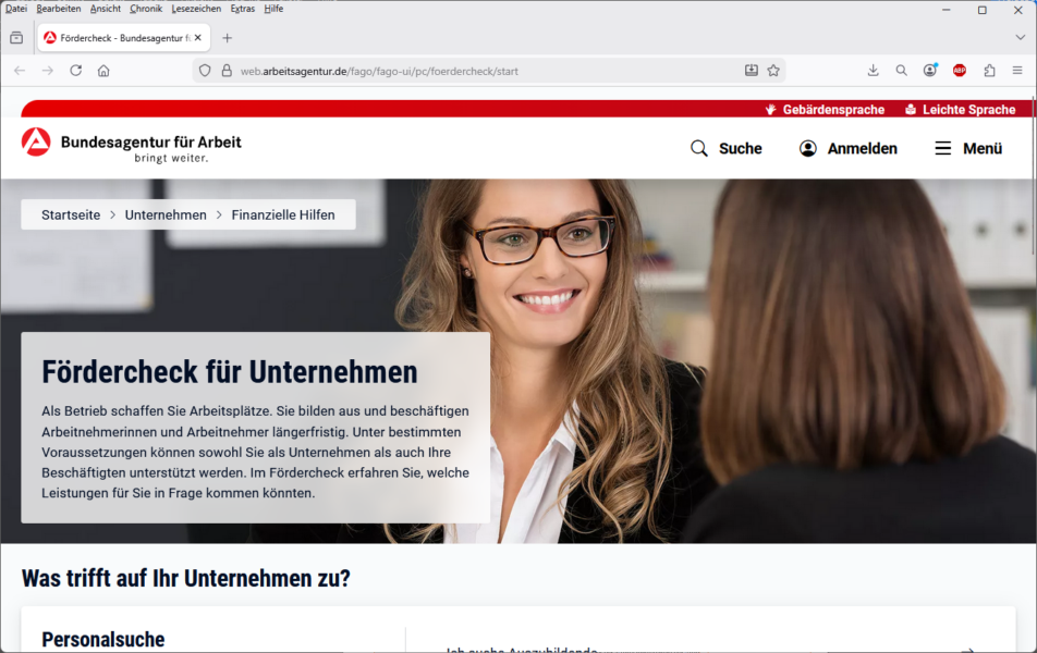 Screenshot Fördercheck