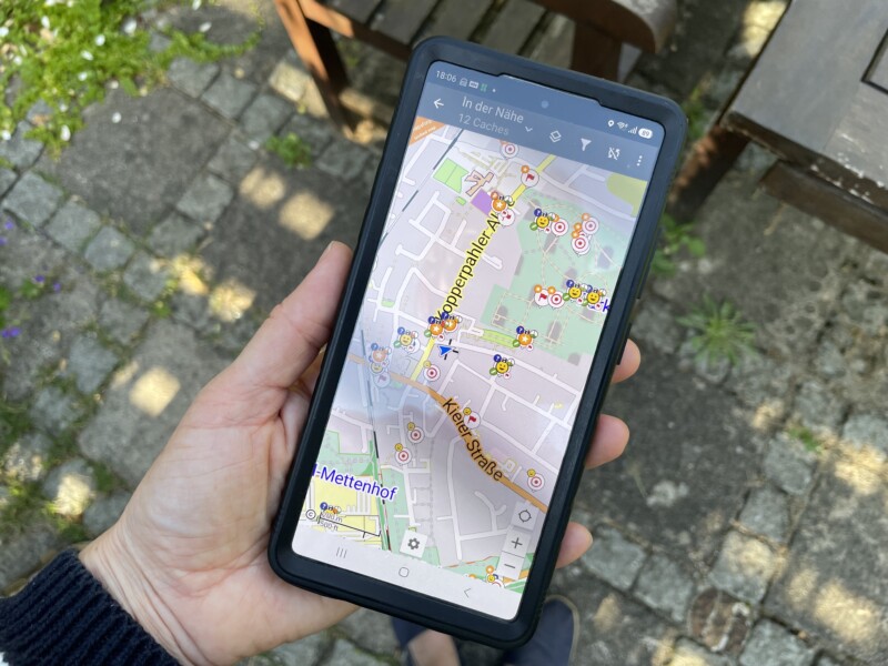 Handy-Screen Geocaching Kronshagen