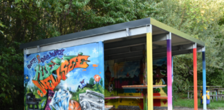 Wellsee und Kronsburg: Bürger bringen viele Anliegen ein Der neue Unterstand am Skatepark Wellsee wurde bei einem Graffiti-Projekt gemeinsam von Künstlern und Jugendlichen gestaltet.Foto: Christina Kreyenberg